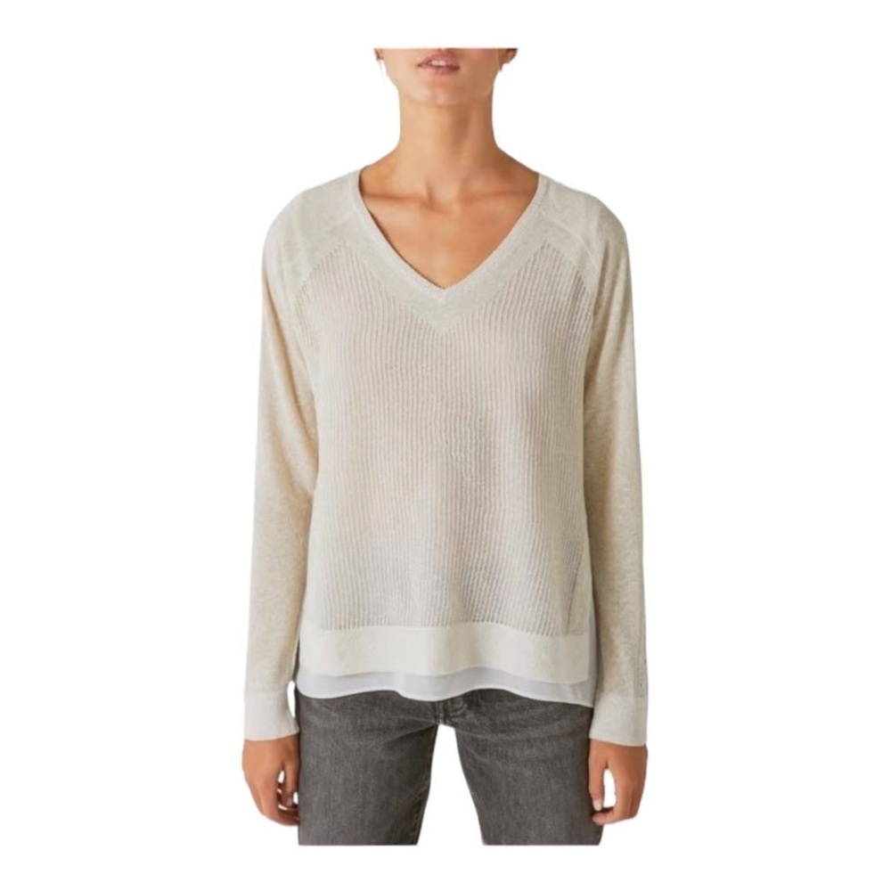 NWT Lucky Brand Mixed Media VNeck Sweater